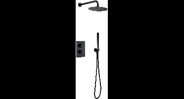 Inbouw Thermostatische Regendoucheset - Lonis - Regendouchekop 25 cm - Mat Zwart