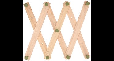 Home & Styling Kinderkamer kapstok - verstelbaar - 9 groene haakjes - hout - 60 x 12 cm