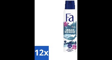 12 x Fa - Deodorant Spray - Urban Wonder - Aardbei - 48 uur Bescherming - 150 ml - Deodorant Spray - Aardbei - 48 Uur Bescherming - Geur Aardbei - Dermatologisch Getest