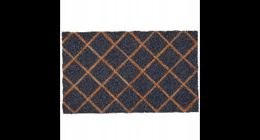 Woonerf Deurmat Kokos & Rubber 75x45cm Geometrisch Antraciet/Bruin