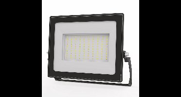 HOFTRONIC - Stratos LED Schijnwerper 100 Watt - 8700 Lumen - 4000K Neutraal wit licht breedstraler - Floodlight zwart - 2 jaar garantie - Veiligheidslamp - 15 cm kabel - IP65 Waterdichte Buitenlamp