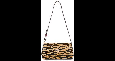 GUESS schoudertas Domitilla Flap Shoulder Bag Zebra Lichtbruin