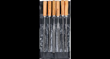 BGS Sleutlvijlen-set - houten heft - 100 mm - 6 delig