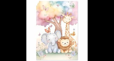 Vrolijke safari familie poster kinderkamer 50x70 cm