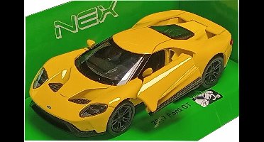Welly Ford GT 2017 Metaalmodel Auto Geel - Openslaande deuren