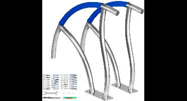 Zwembadtrapleuning – Zwembadhandgreep – Zwembadrail – Trapleuning Zwembad – Zwembad Steun – Roestvrij Staal – 76 x 76 cm – Max Belastbaarheid 170 kg – Compleet Montageset
