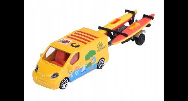 Majorette Renault Trafic met Kajaktrailer - Schaal 1:64 - Geel