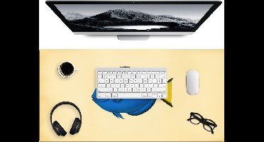 Bureau onderlegger 80x40 cm - Muismat Blauw - Dory - Vis - Staartvin - Bureaumat - Mousepad XXL - Bureau mat - Muismatten groot - Desk organizer - Bureaulegger