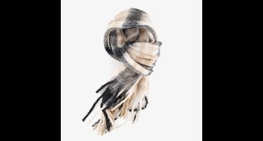 Geruite dames sjaal beige zwart