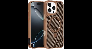 TUNIQ Back cover voor iPhone 16 Pro Max - Carbon Fiber - Met MagSafe Ringstand - Zwart