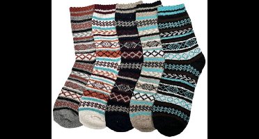 Warme sokken - gebreide damessokken - wintersokken - 5 paar - maat 38-42