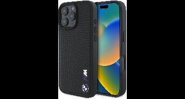 BMW Back cover - iPhone 16 Pro Max - Zwart - Gepersonaliseerd M-logo - Verhoogde randen