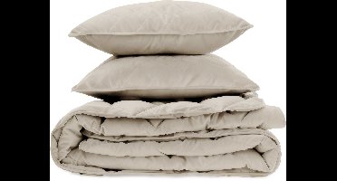 Sleeptime 2 in 1 Velvet Dekbed zonder Overtrek Dekbed - Dekbed inclusief slopen - 240 x 200 - Taupe/Grijs