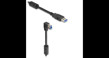 USB-A - USB-B haaks (beneden) kabel | USB3.0 5 Gbps | 10W | zwart | 1 meter
