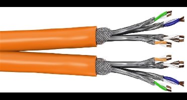 SFTP CAT7a duplex netwerkkabel | vaste aders | AWG23 | LSZH | oranje | 50 meter