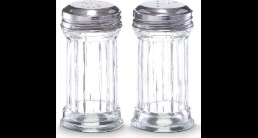 Peper en zout stel/set vaatjes/strooiers 9,5 cm - Keukenaccessoires - Peper en zout vaatjes/strooiers/shakers - Pepervaatjes - Zoutvaatjes