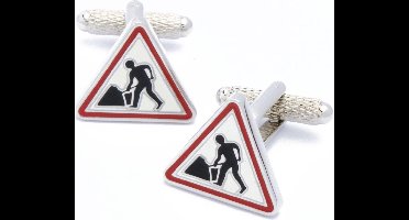 Manchetknopen - Werk in Uitvoering Wit Zwart Rood