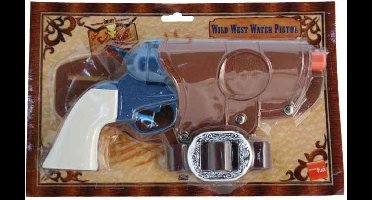 Smiffys Cowboy revolver - blauw - met holster - verkleedaccessoires wapens - pistool