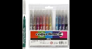 Colortime glitterstiften, lijndikte: 4,2 mm, diverse kleuren, 12stuks