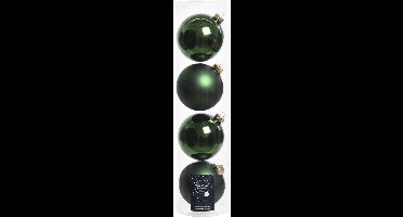 2 stuks Kerstbal glas glans-mat diameter 10cm Dennen groen KSD