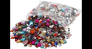Strasstenen, d 6+10+14 mm, diverse kleuren, 2520 stuk/ 1 doos