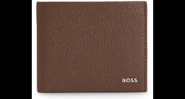 BOSS Leren kaarthoes New Crosstown 8 CC Card Case Medium Brown bruine