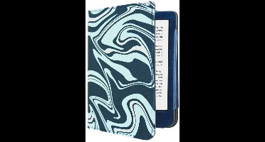 Luxe Sleepcover Geschikt voor Tolino Shine 4 Hoes Abstract Petroleum Kleuren