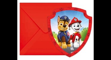 Paw Patrol uitnodigingen kaartjes 6 stuks - kinderfeestje uitnodiging.