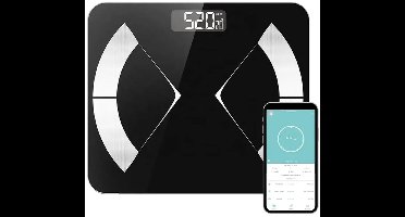Slimme Personenweegschaal – Smart Weegschaal met Lichaamsanalyse & Vetpercentage – Digitale BMI BMR Lichaamsvetmeter – 24 Metingen – App Compatibel – Zwart