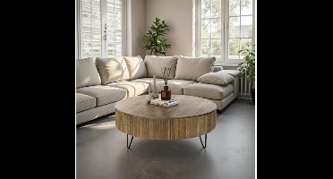 Salontafel Wave rond mangohout Ø120x38 cm - zandkleur