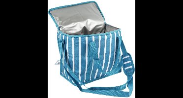 Koeltas blauw - koelbox 11 liter multicolor picknick strand.