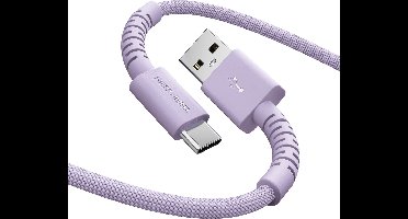 Fresh ‘n Rebel FlexWave USB naar USB-C Oplaadkabel - Extra lang (2m) - Siliconen gevlochten kabel - USB-A naar USB-C - Ultraflexibel - Dreamy Lilac