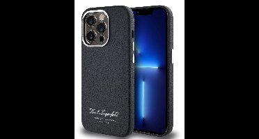 Karl Lagerfeld Backcase hoesje geschikt voor iPhone 14 Pro - Effen Zwart - Leer