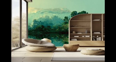 Vliesbehang Fotobehang - Enchanted Forest Reflection Mural - 250x200 centimeter