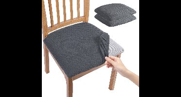Boraboi® Stretchbare Stoelhoezen voor Eetkamerstoelen - Bescherming en Stijl in Donkergrijs, Set van 2