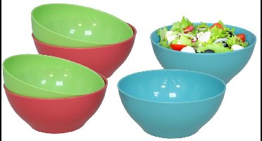 Gerimport Picknick/camping kommen/snack schaaltje - 12x stuks - multi - kunststof - herbruikbaar