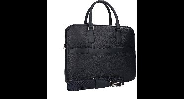 BOSS Leren Business tas Schoudertas New Crosstown Document Case Darkgrey Donkergrijs