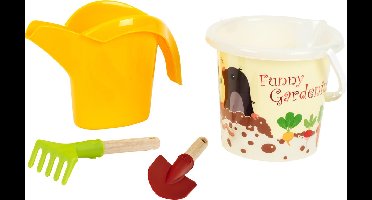 Klein Toys Little Foot zand tuinset - 2L zandemmer, handschep, handhark en gieter - gerecycled plastic - multicolor