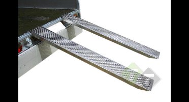 Oprijplaat aluminium, 200 x 21 x 4 cm (L x B x H), max belasting van 400KG, per set