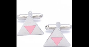 Manchetknopen - Driehoek met Roze Driehoekje