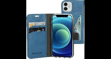 Mobiparts hoesje geschikt voor Apple iPhone 12 Mini - Wallet/Boekhoesje - Eco Leer - Magneet Sluiting - Opberg vakken - Blauw