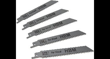 HBM 5 Delige 150 mm. 6 TPI Reciprozaagbladenset Voor Hout