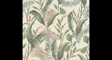 BLADEREN EN BLOEMEN BEHANG | Junglestijl - Crème Groen Beige Roze - Living Walls Drawn Into Nature