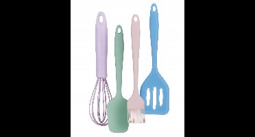 Koopman - Bakset - Siliconen - Pastelkleurig - 4 onderdelen