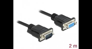 Delock Serial Cable RS-232 D-Sub9 male to female with narrow plug housing 2 m