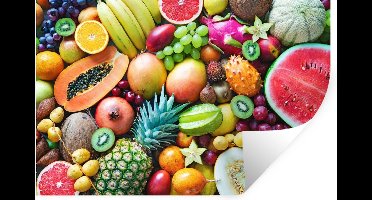 Muurstickers - Sticker Folie - Fruit - Ananas - Tropisch - 30x20 cm - Plakfolie - Muurstickers Kinderkamer - Zelfklevend Behang - Zelfklevend behangpapier - Stickerfolie