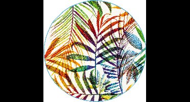 Pergamon Vloerkleed Designer Faro Tropical Kleurrijke Twijgen Rond