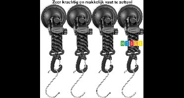 *** Zuignap haken 4 stuks zuignap haken Extra sterk tot 12,5 kg, auto zuignap haken set Camping met 4 S haken, zuignap haken Extra Sterk Camping voor auto kant luifel boot Camping dekzeil - van Heble® ***
