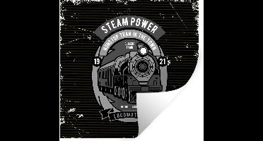 Muurstickers - Sticker Folie - Trein - Grijs - Vintage - 30x30 cm - Plakfolie - Muurstickers Kinderkamer - Zelfklevend Behang - Zelfklevend behangpapier - Stickerfolie