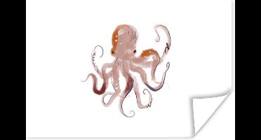 Poster Octopus - Zeedieren - Wit - Waterverf - 30x20 cm